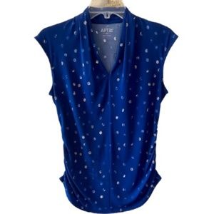 APT.9 royal blue  short sleeve Blouse with dotted pattern, Size SP